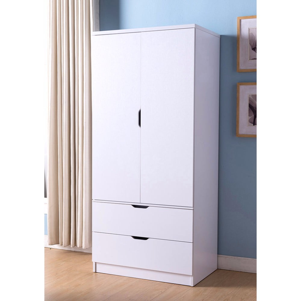 White 2 Door Wardrobe With Drawers