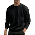 thumbnail image 2 of Zylanna Men's Long Sleeve T-Shirts, Homewear Crew Neck Solid Color Loose Casual Tops for Men Black, 2 of 9