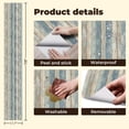 thumbnail image 5 of Peel and Stick Wallpaper 17.7in x 9.8ft Vintage Blue Neutral Wooden Plank Wall Design Contact Paper Vinyl Waterproof Self Adhesive Wall Paper for Shelf Cabinet Hunting Cabin, 5 of 8