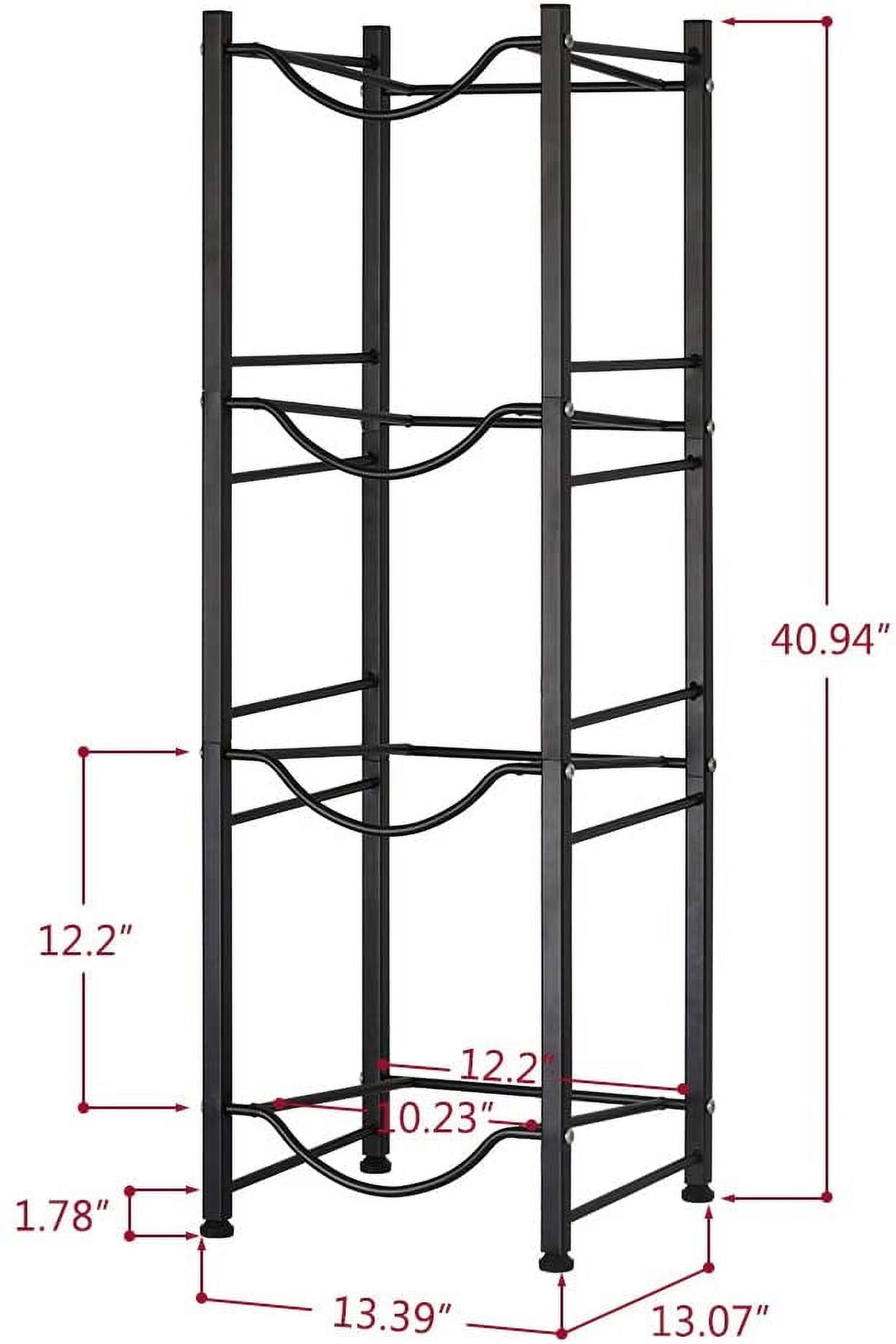 4 Tier Black Water Cooler Jug Rack, 5 Gallon Water Jug Holder Heavy Duty Storage Rack