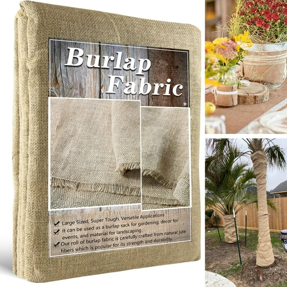 Quobiad Burlap Fabric Roll, 40" x 15' Burlap Garden Fabric Natural Jute for Decorations, Crafts, Weddings, Table Runner, Landscaping, Plants & Tree Covering