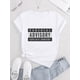 thumbnail image 2 of Camiseta informal con estampado de letras para mujer: cuello redondo, manga corta, algodón elástico, lavable a máquina. Ideal para verano, ropa informal y para el tiempo libre., 2 of 6