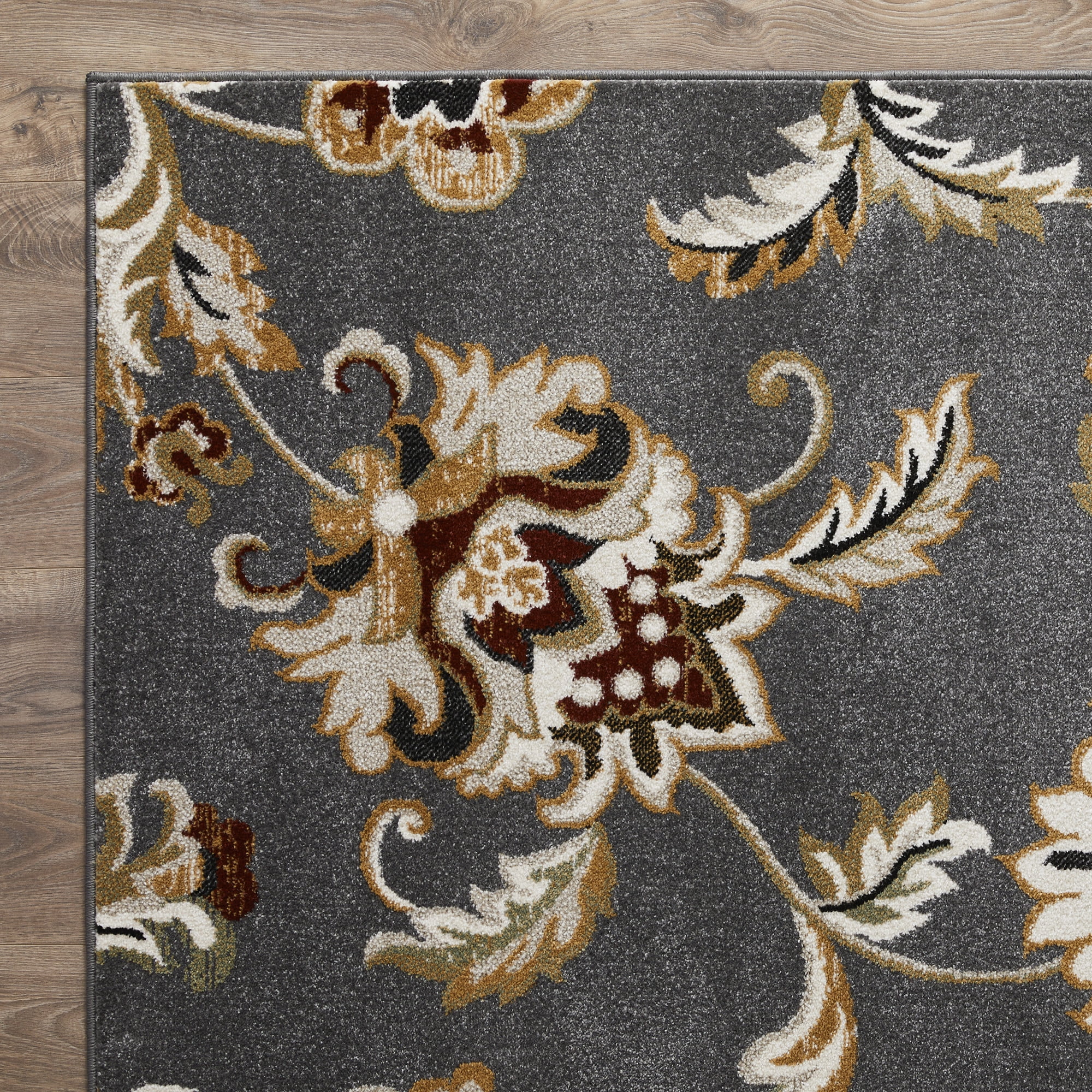 Loomaknoti Ohanzah Ostorn 5' x 7' Gray Floral Indoor Area Rug