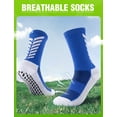thumbnail image 5 of PULIOU Men Grip Soccer Socks, 3 Pairs, Non Slip Silicone Grip, Breathable Cushioned Athletic Socks for Sports Training, Blue, 5 of 7