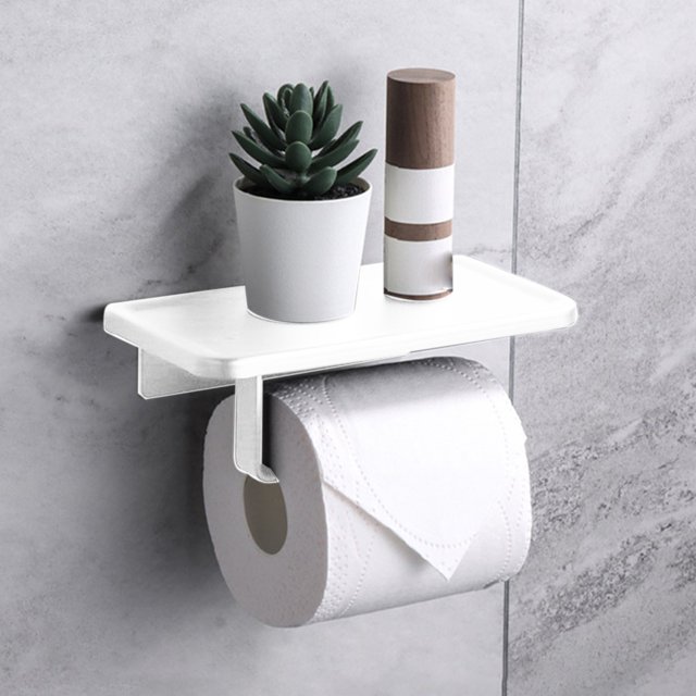 Estante para Peajes de Papel Higiénico onlyliua Sin Perforaciones Estante para Teléfono Celular Estante para Rollos de Papel de Baño de Aluminio Estante para Almacenamiento Dos En U