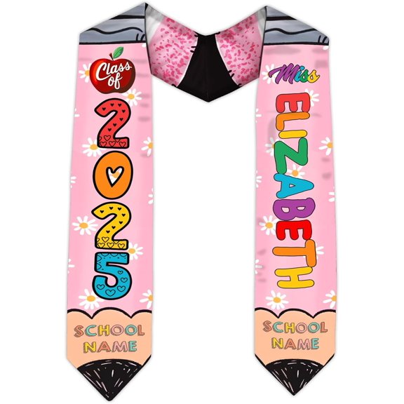 Personalized Class Of 2025 Teacher Graduation Stole Custom Teacher Pencil Graduation Sash Gift College Graduation