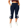 thumbnail image 2 of Noric Women's Plus Size High Waist Capri Leggings with Pockets Bow Tie High Rise Stretchy Casual Workout Cropped Yoga Pants, 2 of 8