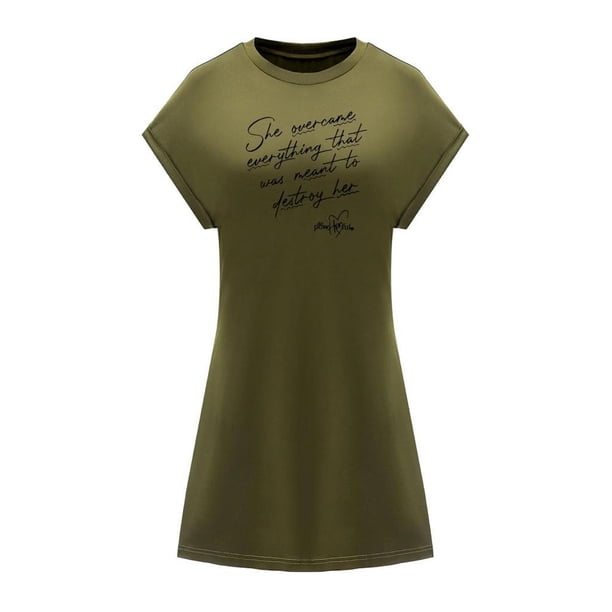Vestido corto de verano para mujer, vestido transpirable con cuello redondo para caminar, ir al trabajo L