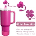 thumbnail image 2 of Spill-Proof Stopper and Cup Accessories for Stanley, Silicone Straw Cover Cap Straw Toppers Flower Charm Cup Boots Fits Stanley 40&30 oz Tumbler, Hot Pink, 2 of 6