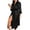 Black, variant on Women's Plus Size Long Satin Robe V-Neck 3/4 Sleeve Dressing Gown Elegant Lightweight Loungewear for Home XXL Size Black