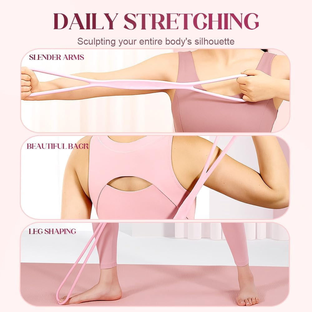 Figure 8 Resistance Bands, Resistance Bands, Exercise Bands With Handles For Working Out, Arm, Back, Fullbody Yoga Pulling Rope, Elastic Stretch Bands