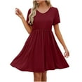thumbnail image 6 of Giftesty Womens Summer Dresses Clearance Women's Short Sleeved Solid Color Loose Fitting T-Shirt Round Neck Pajama Dress, 6 of 6