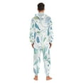 thumbnail image 2 of 1 Piece Adult Onesie Pajamas Cozy & Loose-Fit Sleepsuit Loungewear with Pockets Blue Leaves XXX-Large, 2 of 7