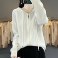 thumbnail image 4 of Women's Zip Up Hooded Cardigan Oversized Soft Warm Knit Sweater Casual Long Sleeve Open Front Fall Winter Pullover for Outdoors and Lounge, 4 of 8