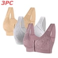 thumbnail image 2 of Tqyyweavej 3 Pack Daisy Bras for Older Women Front Closure Full Coverage Push Up Bras Lightly Lined Cotton Wireless Bras S-4XL, 2 of 9