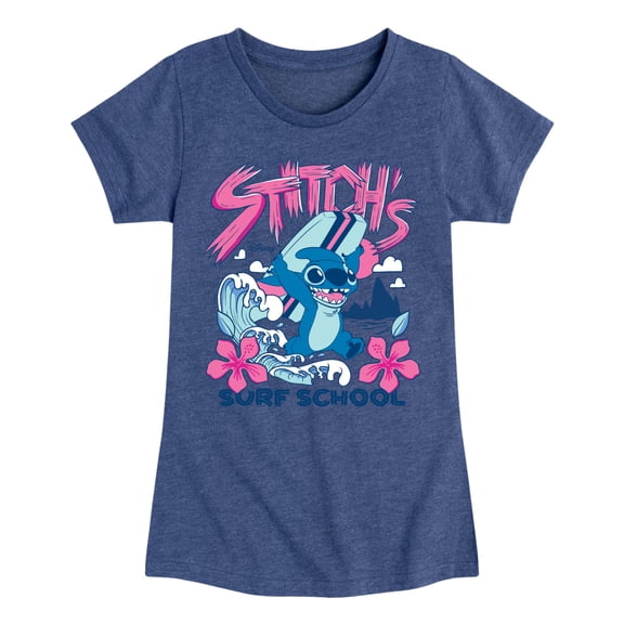 Lilo & Stitch - Stitch Surf School - Youth Girls Fitted Short Sleeve T-Shirt