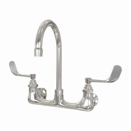 Manual Gooseneck Service Sink Faucet, 8" Mount, Chrome 2 Hole 204