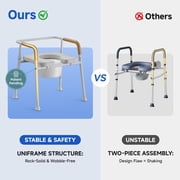 Loyoda Bedside Commode for Seniors with Armrests & Padded Seat, Includes Potty Bucket & Splash Guard, 350 lbs Capacity