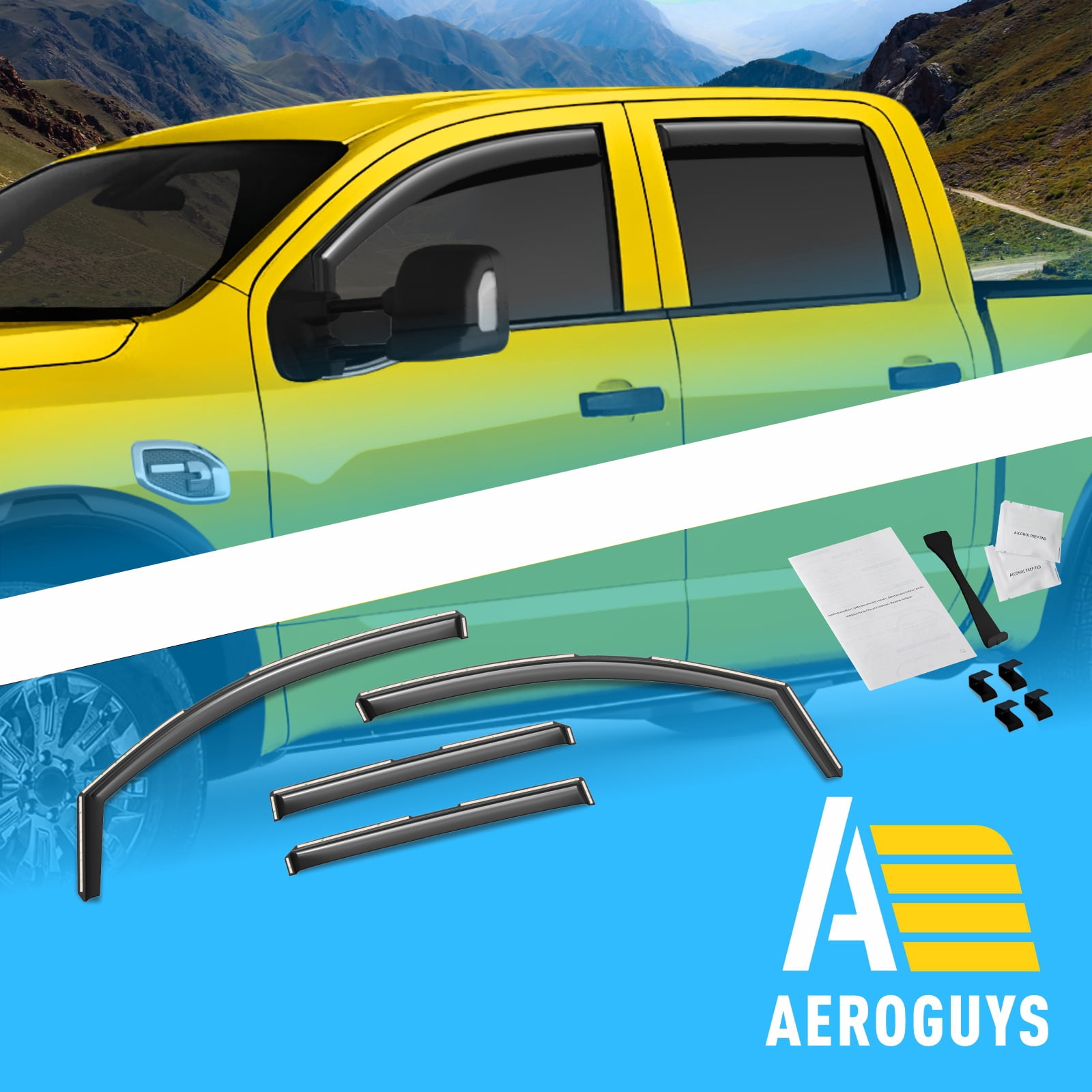 Extra Durable Window Deflectors In-Channel Window Visors Rain Guards Fit for Nissan Titan XD 2016-2024 Crew Cab, Sun Visors, Wind Vent Visors, vent shades, Exterior Car Accessories - 4 pcs. AG0750