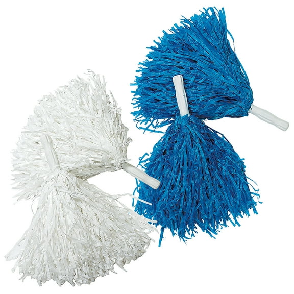 Fun Express 10" Blue & White Team Spirit Cheer Pom-Poms Set - 24 Pieces