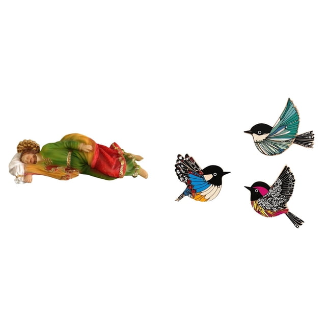 Estatua de José durmiendo, figura de pájaro para colgar en la pared, de madera, hecha de resina y madera, ideal para sala de estar, dormitorio y estud