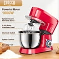 thumbnail image 3 of CUOCCO PRO 1000W Stand Mixer - Electric Stand Mixer with 5.5Qt Bowl, 11 Speeds, Dough Hook & Whisk & Beater, Tilt-Head, Dishwasher Safe, Suction Base, Red, 3 of 10