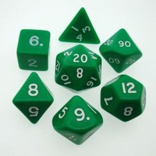 GREEN Polyhedral 7 Dice Set D4 D6 D8 2 X D10 D12 D20 CHIP 204B 