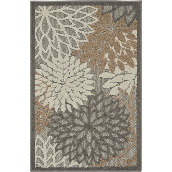 4 x 6 ft. Natural & Blue Indoor & Outdoor Area Rug