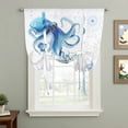 thumbnail image 2 of Blue Octopus Coastal Balloon Curtains for Windows, Bedroom Curtains 54 Inch Length, Summer Beach Nautical Ocean Coral Starfish Tie Up Curtains Panels Insulated Bathroom Curtains Window 42"x54", 2 of 8