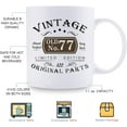 thumbnail image 5 of 77th Birthday Gifts for Women Men - Vintage 77th Birthday 11oz Coffee Mug - 77 Birthday Gifts for Grandma Grandpa Mom Dad Friend Sister Brother Uncle Aunt Coworker, 5 of 6