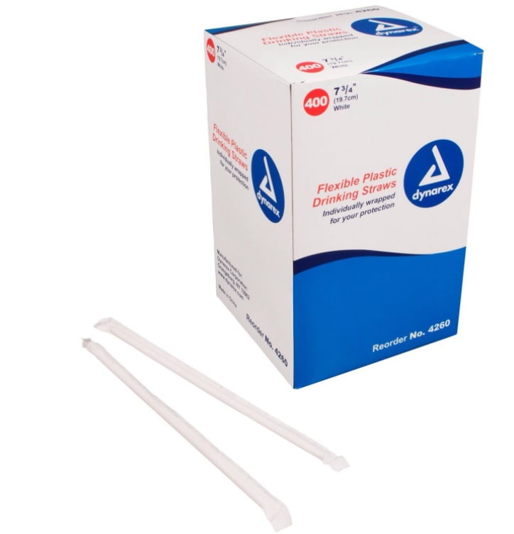 Sterex Flexi Straws, 400 Pieces Individually Wrapped Disposable Plastic