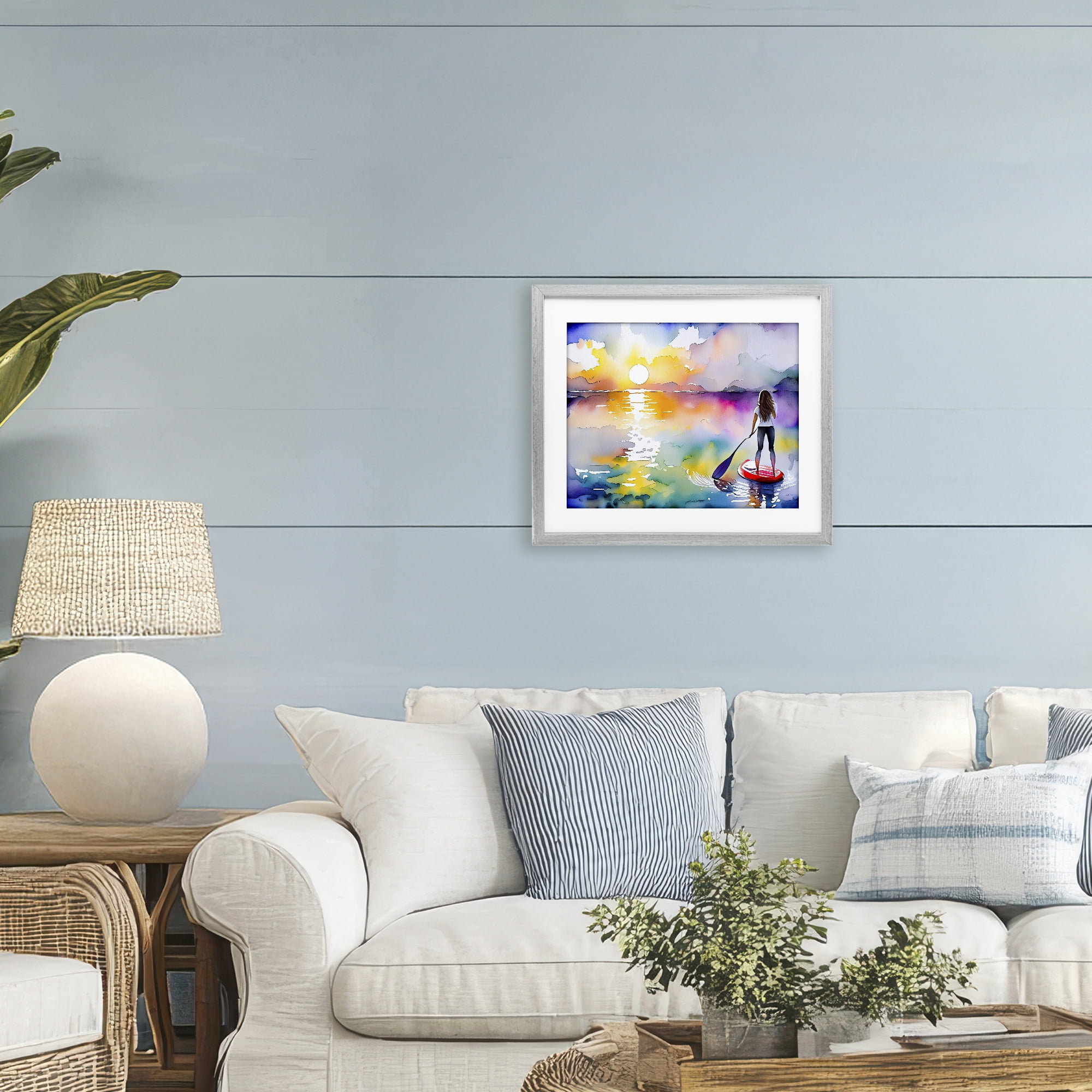 Stupell Industries Sunset Paddle Drift Gray Framed Print Under Glass, design by Shelly Craig