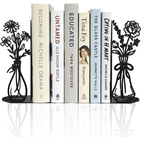 Flower Metal Bookends Cute Book Ends for Shelves Home Office Decor