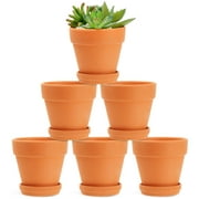 Juvale 4-inch 6 Pack Small Terracotta Pots with Saucer and Drainage Hole - Clay Planter for Indoor and Outdoor Succulents, Flowers and Plants