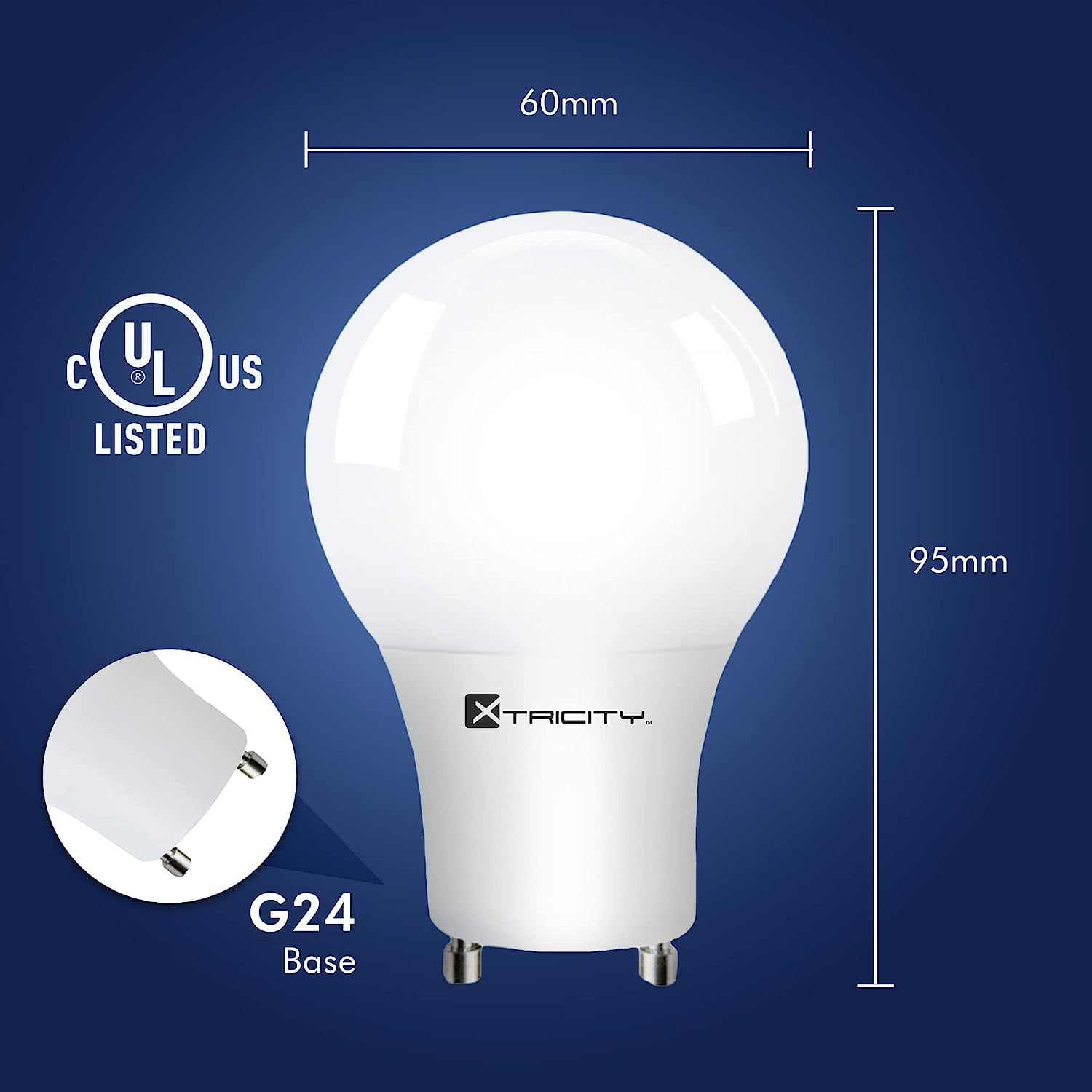 Xtricity LED A19 Light Bulb GU24 Plug-in Base, 10W (60W Eqv) 120V, 3000K, Dimmable (12 Pack)