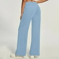 thumbnail image 4 of Lenpel Wide Leg Jeans for Women Baggy Elastic High Waisted Stretchy Pull on Lounge Pants Trendy Casual Trousers with Pockets(Light Blue,X-Large), 4 of 5