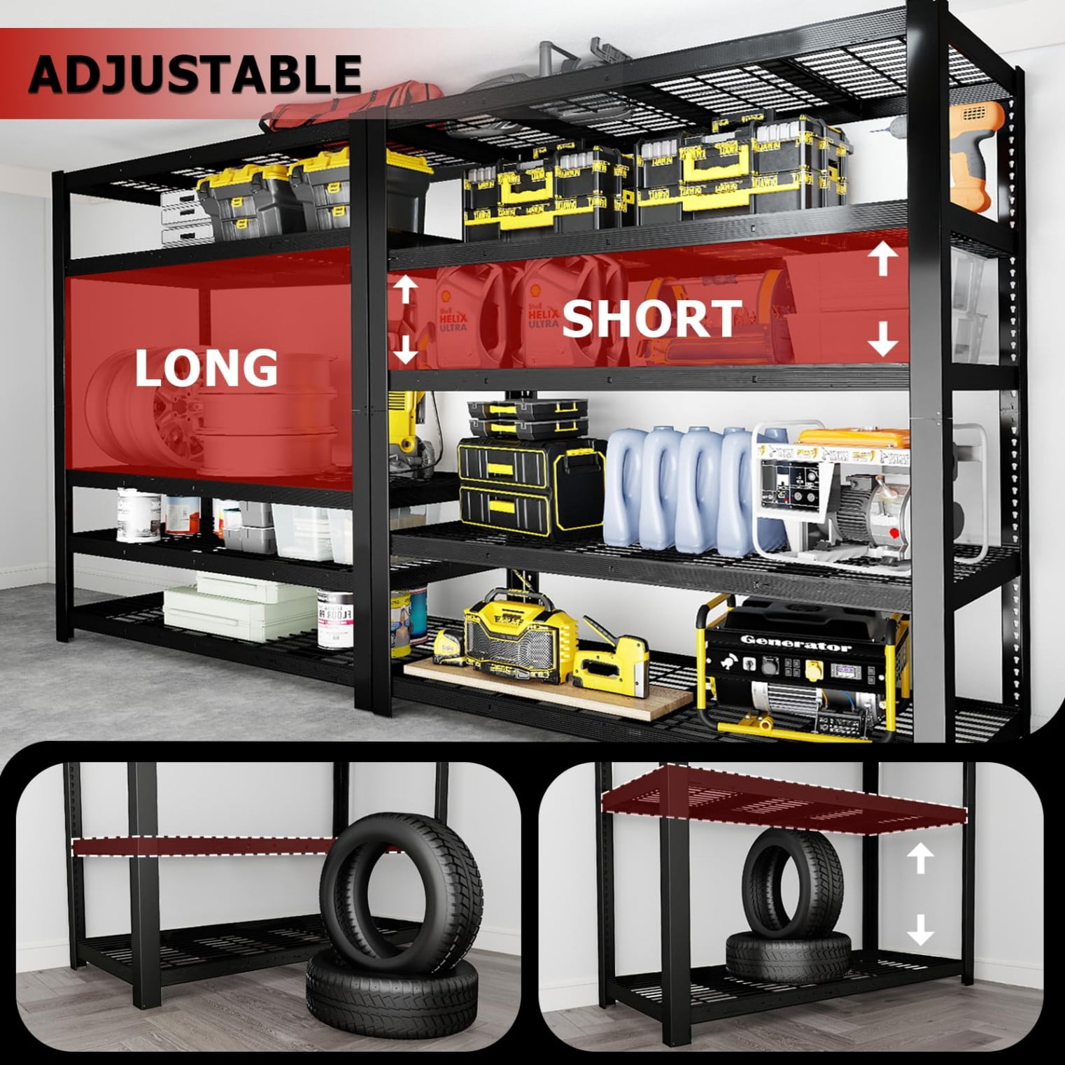 Extreme Heavy Duty 5-Tier Metal Storage Shelving Unit, 3050 lbs Capacity Industrial Rack, 84"H x 55"W x 24"D