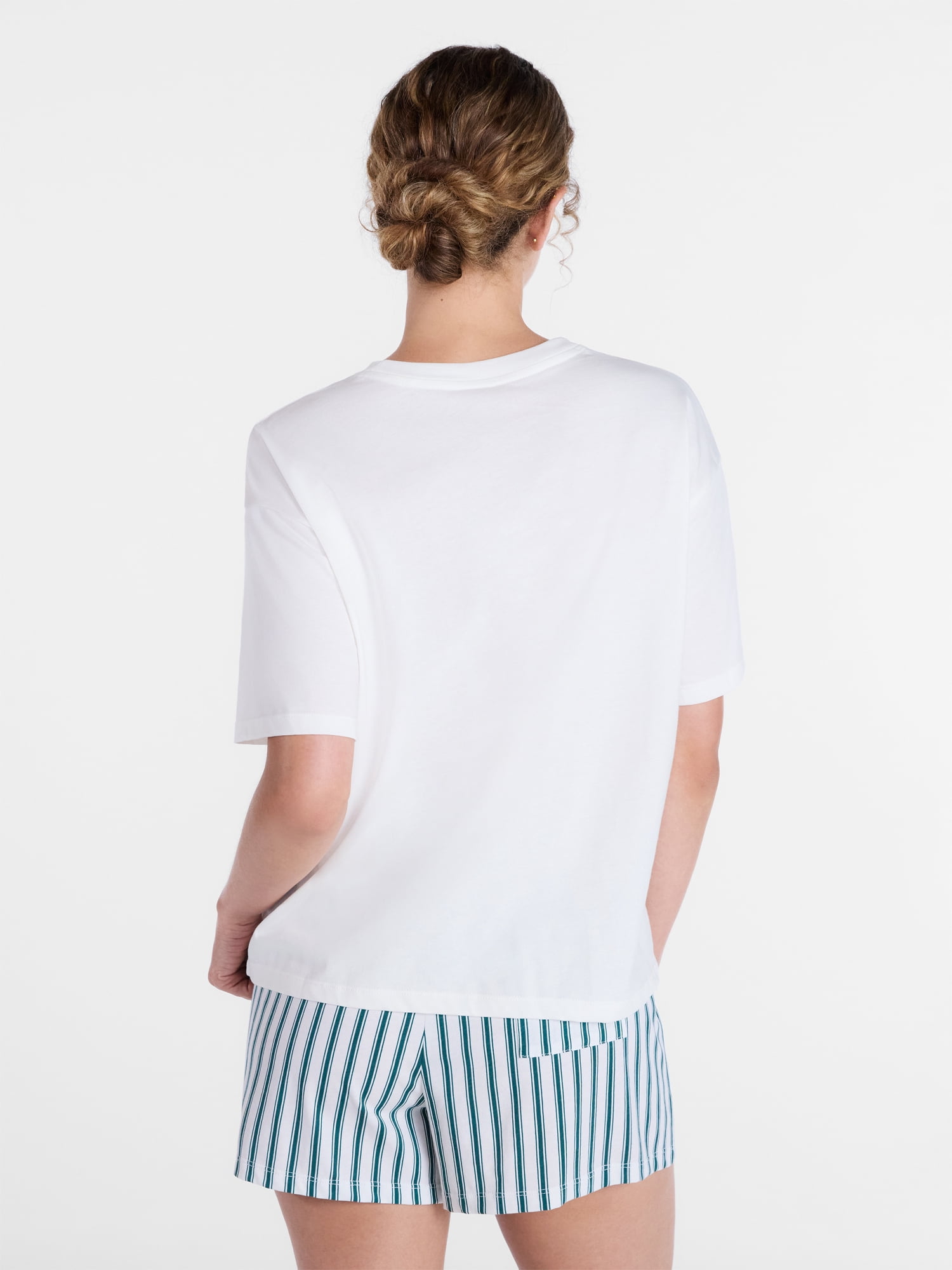 Joyspun Women's Cotton Jersey Sleep Graphic Tee with Short Sleeves, Sizes XS-3X