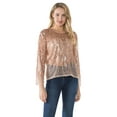 thumbnail image 3 of PrettyGuide Women's Sequin Blouse See Through Party Tops Beaded Sparkly Shirts Rose Gold, Medium, 3 of 6