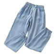 thumbnail image 4 of HXWCHs Women's Summer Casual High Waist Loose Fit Cropped Ankle Tapered Comfortable Stretchy Silk Feel Jeans for Everyday Wear XL Light Blue, 4 of 6