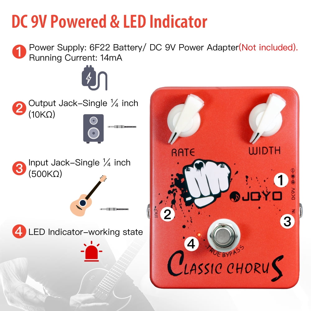 Joyo JF-05 Classic Chorus Guitar Effect Pedal True Bypass Mini Pedal Pure Analog DC 9V