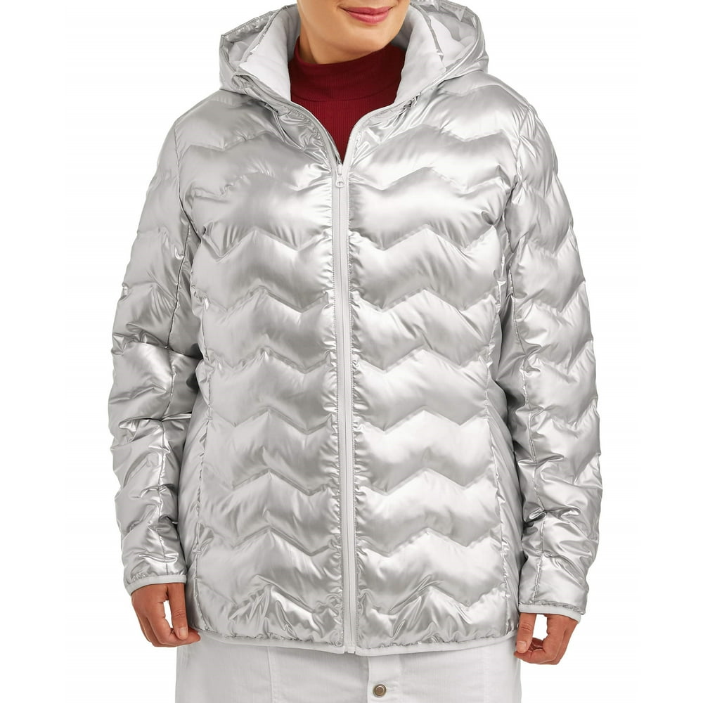 Time and Tru Time and Tru Women's Plus Size Puffer Coat with Hood