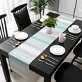 thumbnail image 3 of Aqua Gray Stripes Table Runner 70 Inches Long, Minimalist Gradient Lines Aesthetic Kitchen Coffee Dining Table Decoration for Home Party Birthday Wedding Home Decor 13x70 Inches, 3 of 8