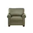 thumbnail image 6 of Modern PU Leather Seat Chair, Single Couch with Silver Nails Head Trim and Retro Solid Wood Legs, Lounge Chair with Round Armrest for Living Room, Bedroom, Office and Apartment, Grey, 6 of 8