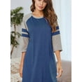 thumbnail image 7 of Sunsent Women's Nightgown Cotton 3/4 Sleeve Sleepshirts Round Neck Above Knee-Length Nightshirt Loungewear Loose Comfy Pajama Sleepwear S-XXL, 7 of 7