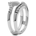 White Sapphire in Sterling Silver Chevron Prong Set Wedding Ring Guard (0.38ct)