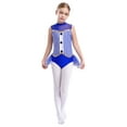 thumbnail image 3 of iiniim Kids Girls Sequin Stripe Jazz Dance Tutu Skirt Leotard Dress Royal Blue 6, 3 of 7