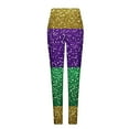thumbnail image 4 of DDAPJ pyju Novelty Leggings for Women 2025 Mardi Gras Sequin Striped Tights New Orleans Carnival Color Block Casual Workout Yoga Pants on Sale Multicolor XXL, 4 of 5