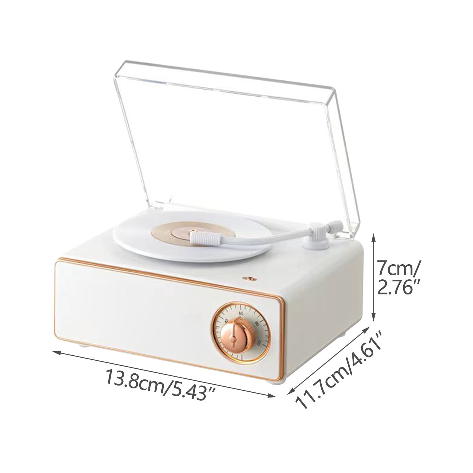 Foqnuq Vintage Bluetooth Speaker Alarm Clock Mini Portable Player Wireless Charging Retro Phonograph Audio for Travel Outdoor Home Use