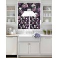 thumbnail image 3 of Halloween Skull Swag Kitchen Curtains Sets for Windows 24 Inch Length, Vintage Pink Rose Purple Flower Short Window Curtain Panels Swags Valances and Tiers 3 Piece Set for Cafe/Dining Room, 3 of 5